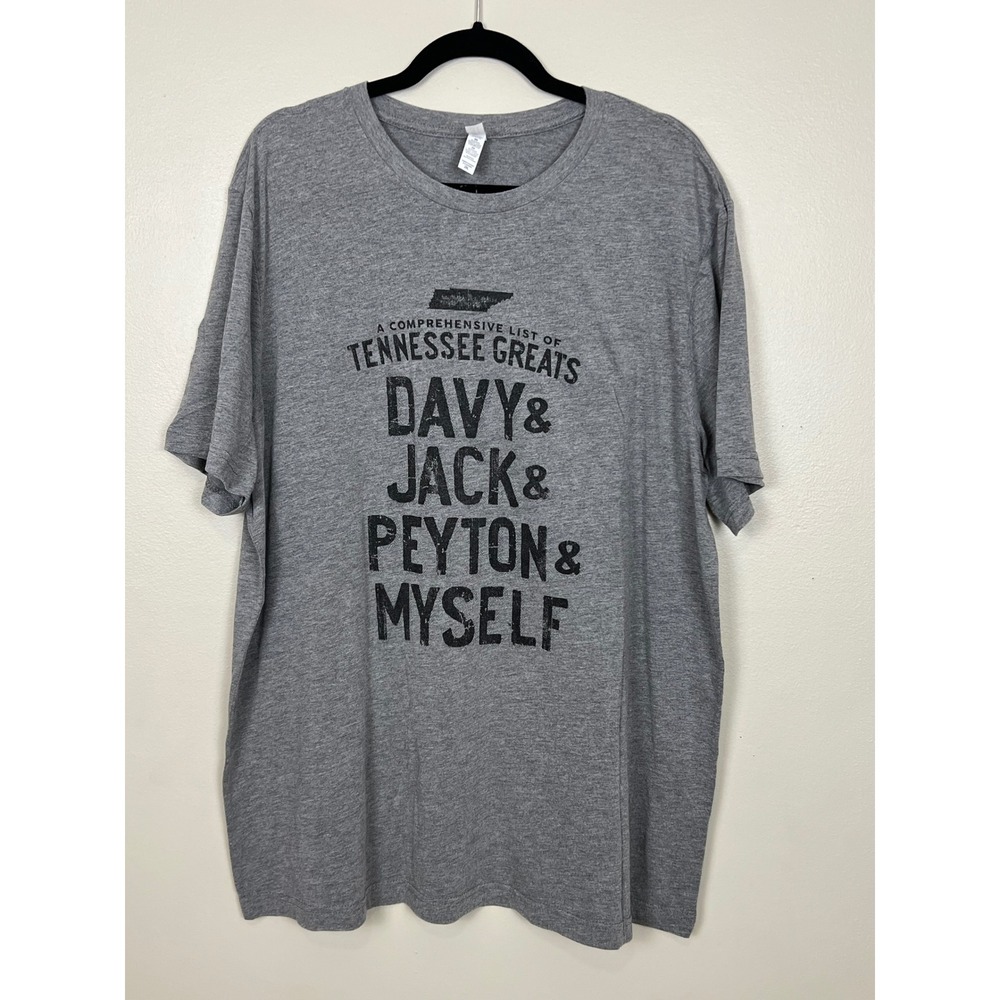 Bella Canvas Tennessee Greats Graphic T-Shirt Mens 2XL Gray Davy Jack Peyton